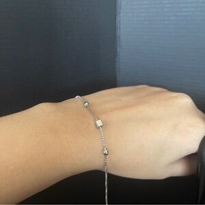 Sterling silver dainty square ball bracelet